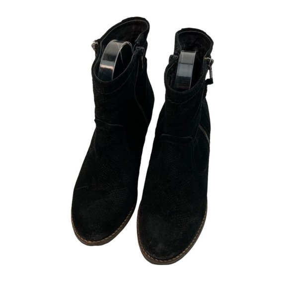 *Taos Standout Black Suede Leather Boots Womens US 5.5 Reptile Embossed - Picture 6 of 12